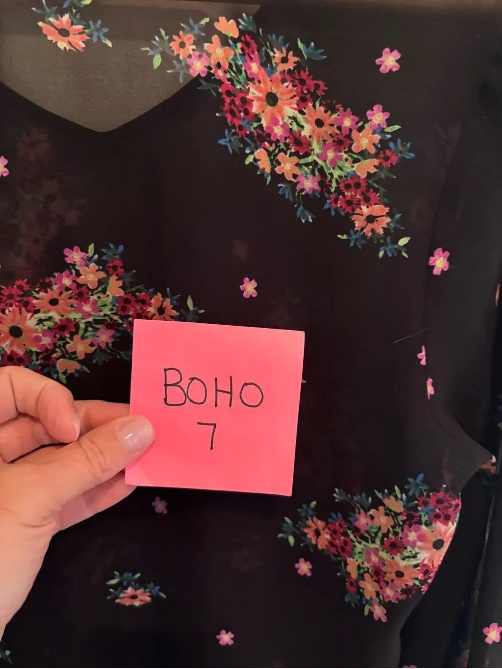 CAbi Black Floral Sheer Boho Blouse